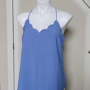 J Crew scalloped racerback blue cami Size 10